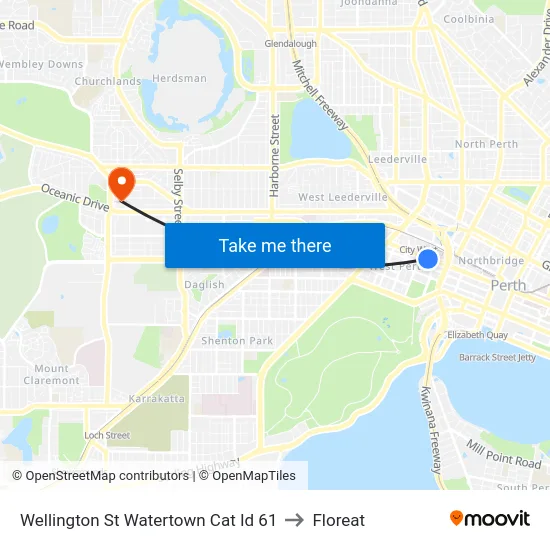 Wellington St Watertown Cat Id 61 to Floreat map