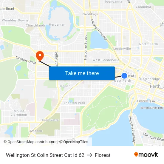 Wellington St Colin Street Cat Id 62 to Floreat map