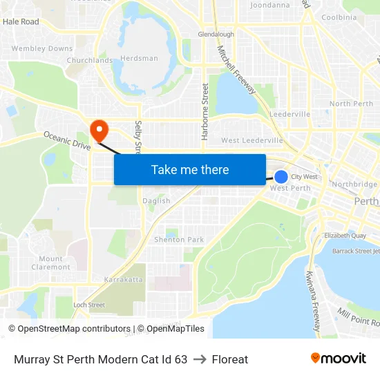 Murray St Perth Modern Cat Id 63 to Floreat map