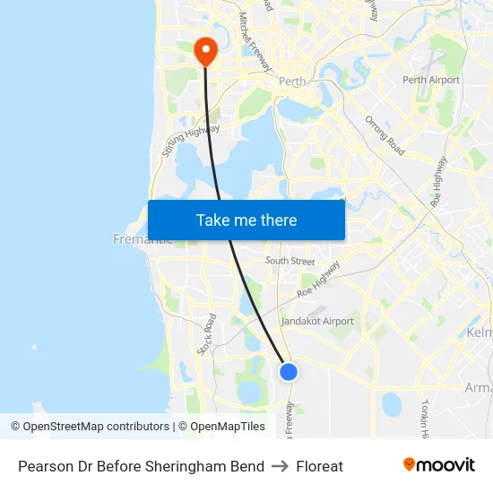 Pearson Dr Before Sheringham Bend to Floreat map