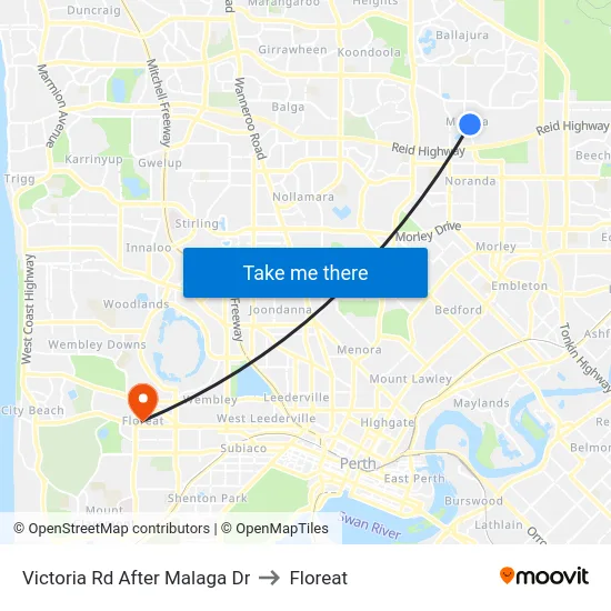 Victoria Rd After Malaga Dr to Floreat map