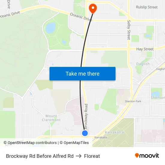 Brockway Rd Before Alfred Rd to Floreat map