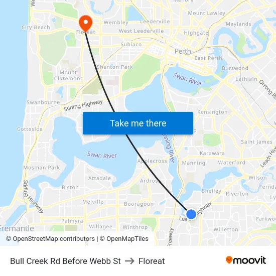 Bull Creek Rd Before Webb St to Floreat map