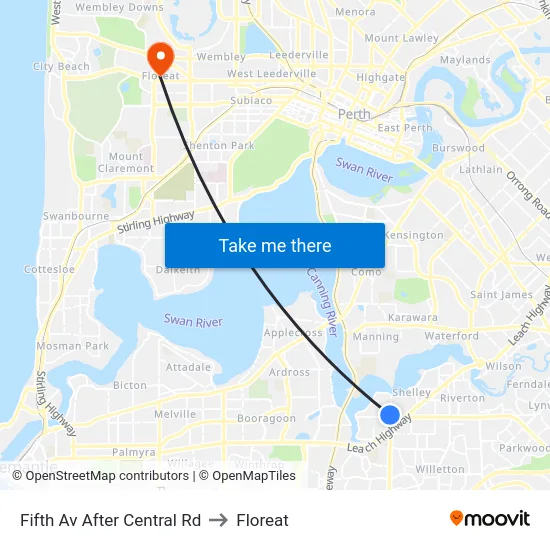 Fifth Av After Central Rd to Floreat map