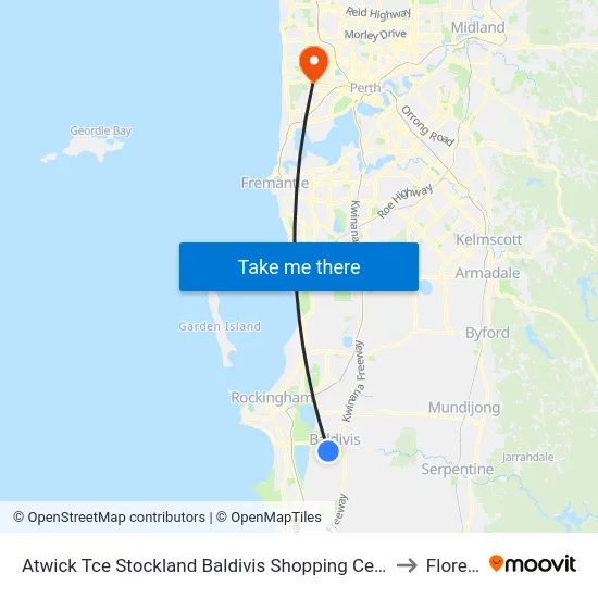 Atwick Tce Stockland Baldivis Shopping Centre to Floreat map