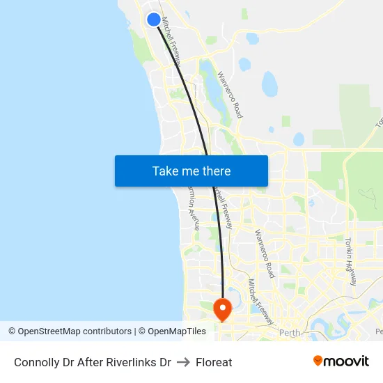 Connolly Dr After Riverlinks Dr to Floreat map