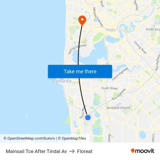 Mainsail Tce After Tindal Av to Floreat map