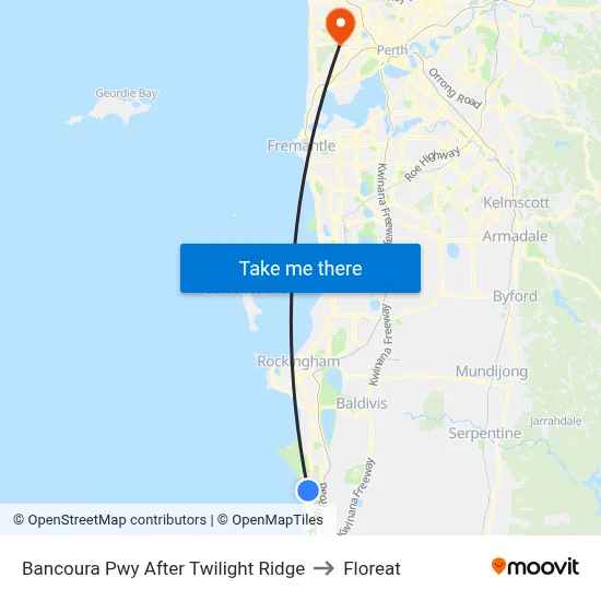 Bancoura Pwy After Twilight Ridge to Floreat map