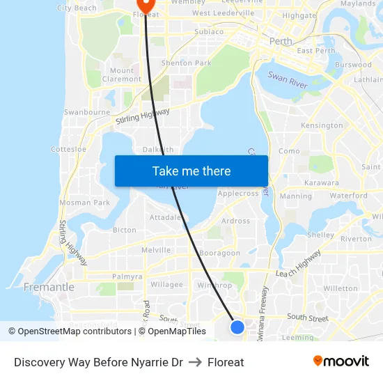 Discovery Way Before Nyarrie Dr to Floreat map