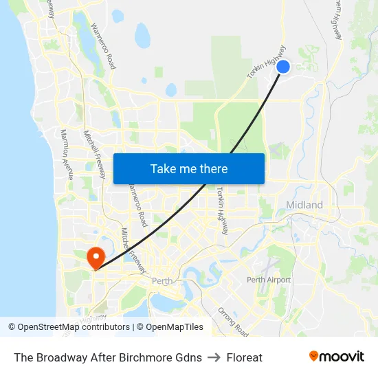 The Broadway   After Birchmore Gdns to Floreat map