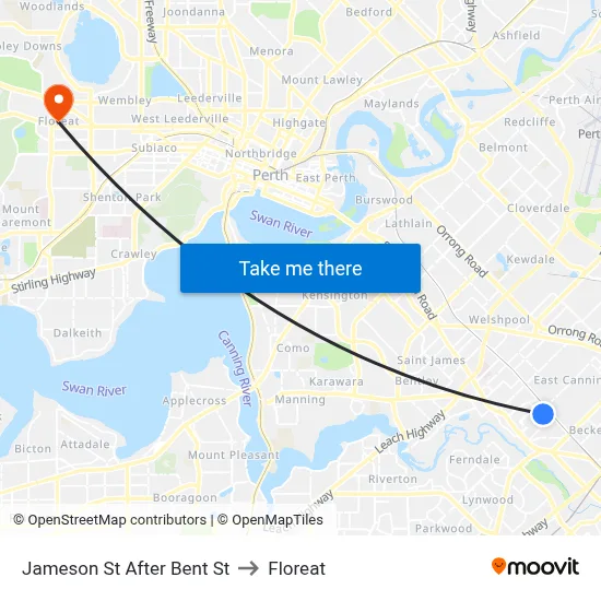 Jameson St After Bent St to Floreat map