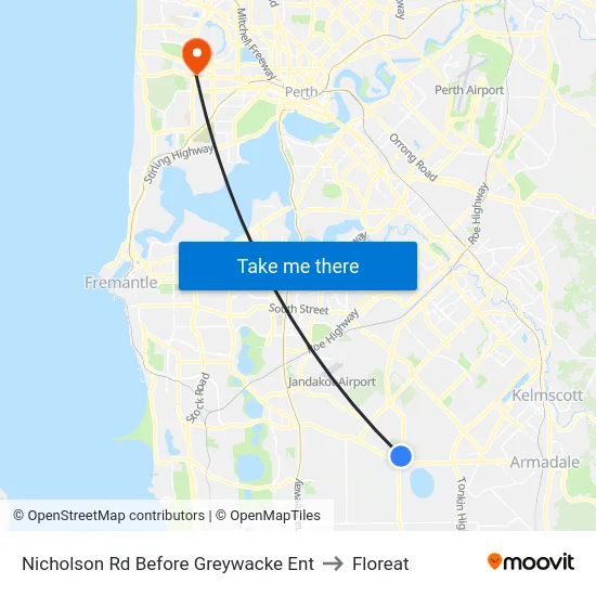Nicholson Rd Before Greywacke Ent to Floreat map
