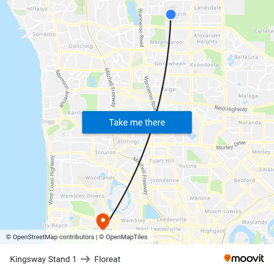 Kingsway   Stand 1 to Floreat map