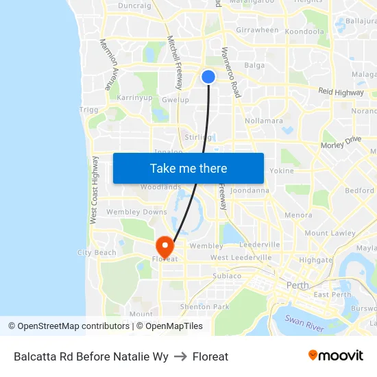 Balcatta Rd Before Natalie Wy to Floreat map