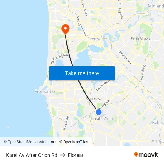 Karel Av After Orion Rd to Floreat map