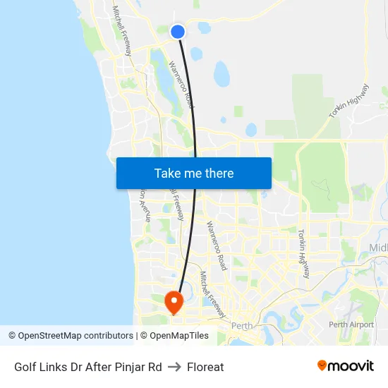 Golf Links Dr After Pinjar Rd to Floreat map