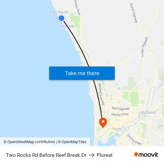 Two Rocks Rd Before Reef Break Dr to Floreat map