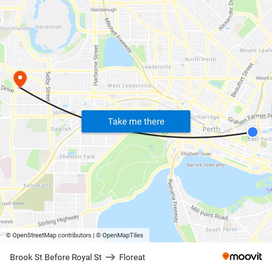 Brook St Before Royal St to Floreat map