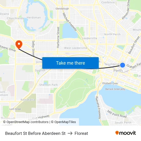 Beaufort St Before Aberdeen St to Floreat map