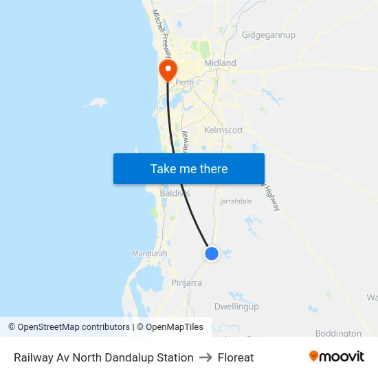 Railway Av North Dandalup Station to Floreat map