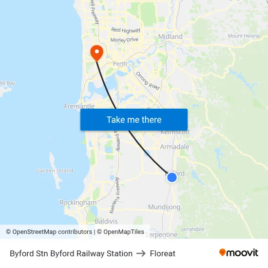 Byford Stn Byford Railway Station to Floreat map