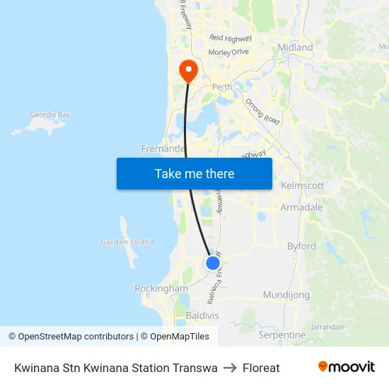Kwinana Stn Kwinana Station Transwa to Floreat map