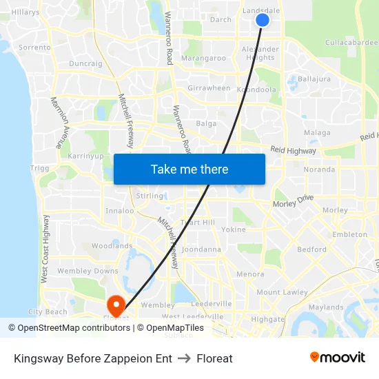 Kingsway  Before Zappeion Ent to Floreat map