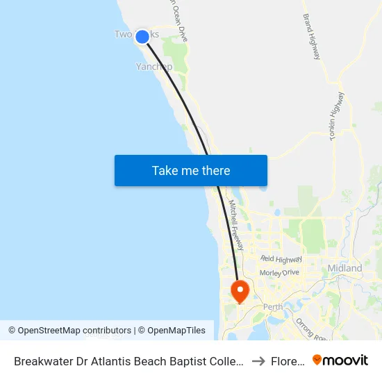 Breakwater Dr Atlantis Beach Baptist College to Floreat map