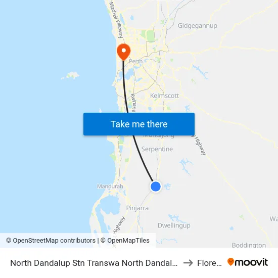 North Dandalup Stn Transwa North Dandalup to Floreat map