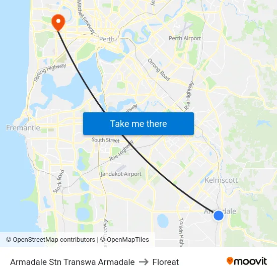 Armadale Stn Transwa Armadale to Floreat map