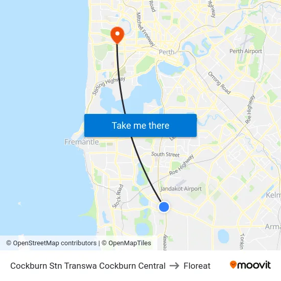 Cockburn Stn Transwa Cockburn Central to Floreat map