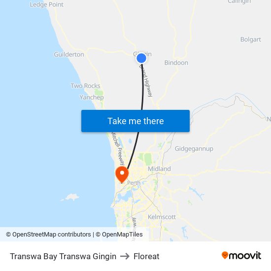 Transwa Bay Transwa Gingin to Floreat map