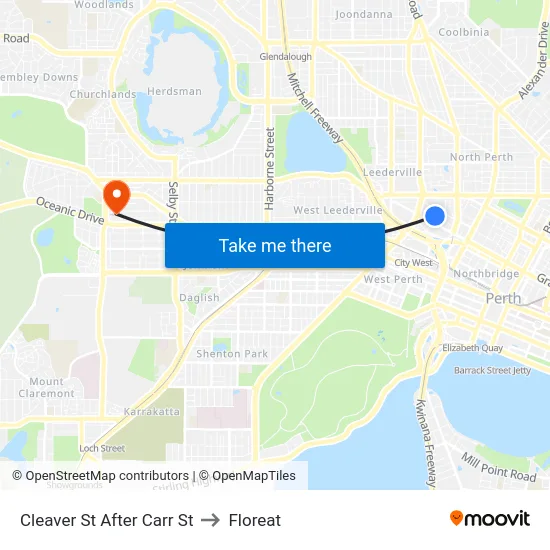 Cleaver St After Carr St to Floreat map