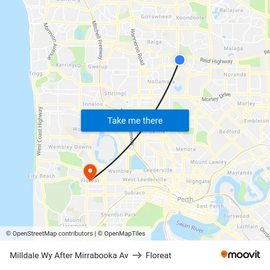 Milldale Wy After Mirrabooka Av to Floreat map