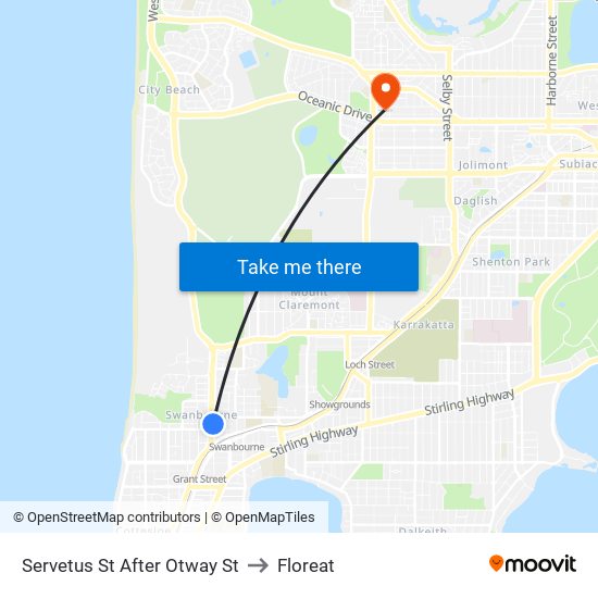 Servetus St After Otway St to Floreat map
