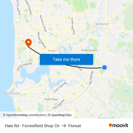 Hale Rd - Forrestfield Shop Ctr to Floreat map
