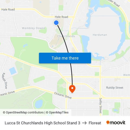 Lucca St Churchlands High School Stand 3 to Floreat map