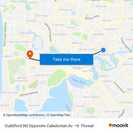 Guildford Rd Opposite Caledonian Av to Floreat map