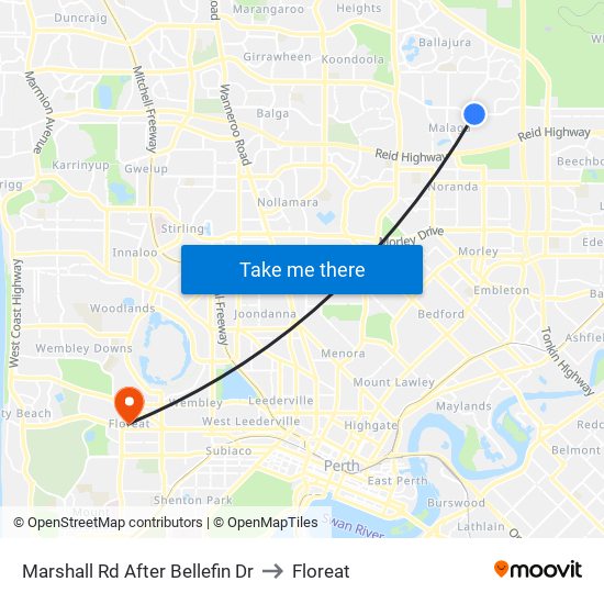 Marshall Rd After Bellefin Dr to Floreat map