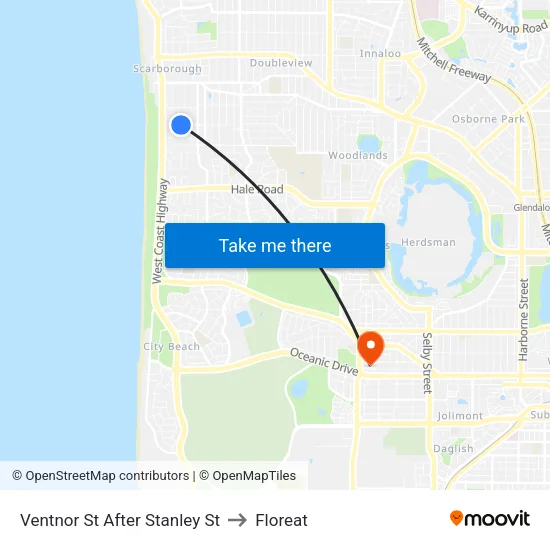 Ventnor St After Stanley St to Floreat map