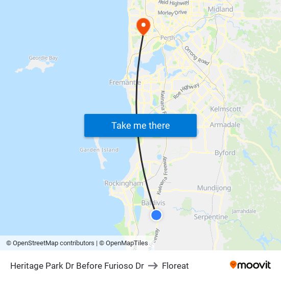 Heritage Park Dr Before Furioso Dr to Floreat map