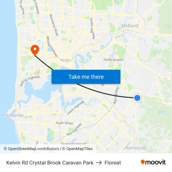 Kelvin Rd Crystal Brook Caravan Park to Floreat map
