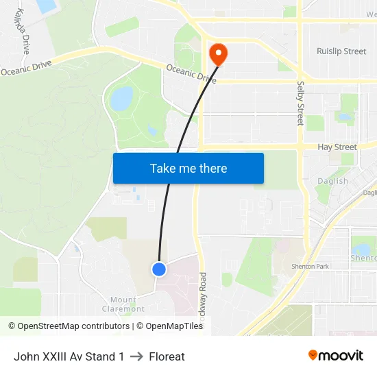 John XXIII Av Stand 1 to Floreat map