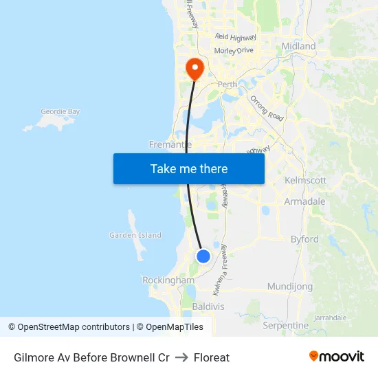 Gilmore Av Before Brownell Cr to Floreat map