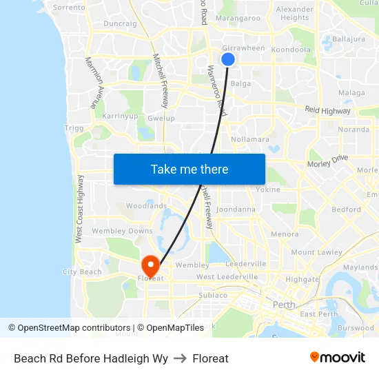 Beach Rd Before Hadleigh Wy to Floreat map