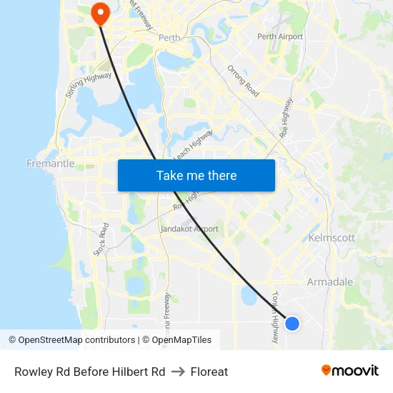 Rowley Rd Before Hilbert Rd to Floreat map