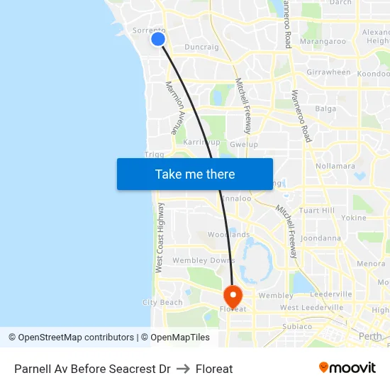 Parnell Av Before Seacrest Dr to Floreat map