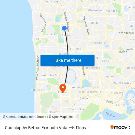 Careniup Av Before  Exmouth Vsta to Floreat map