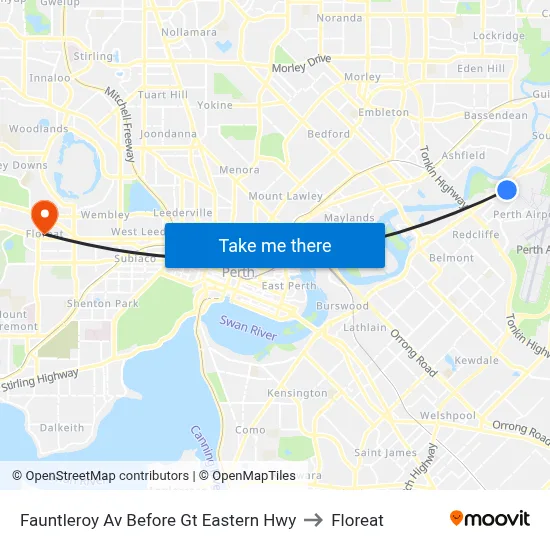 Fauntleroy Av Before Gt Eastern Hwy to Floreat map