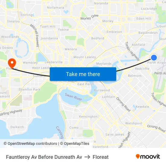 Fauntleroy Av Before Dunreath Av to Floreat map